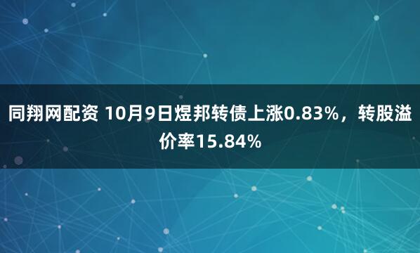 同翔网配资 10月9日煜邦转债上涨0.83%，转股溢价率15.84%