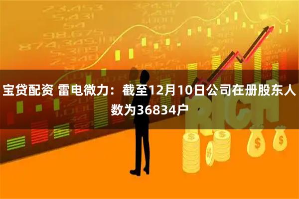 宝贷配资 雷电微力：截至12月10日公司在册股东人数为36834户